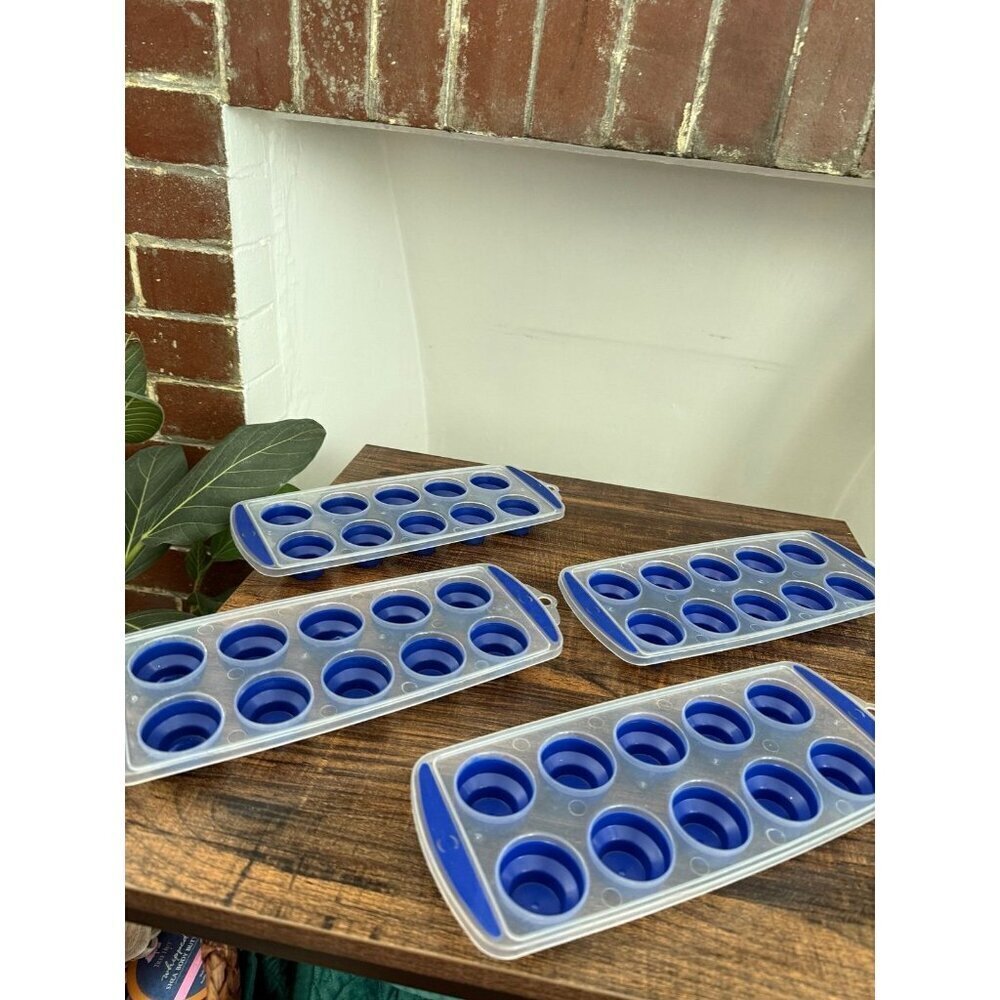 (4) blue circular ice molds